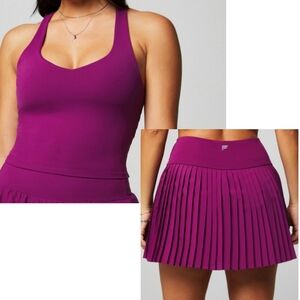 FABLETICS Athletic 2- Piece Outfit:Tank & Purple Pleated Skirt/Skort